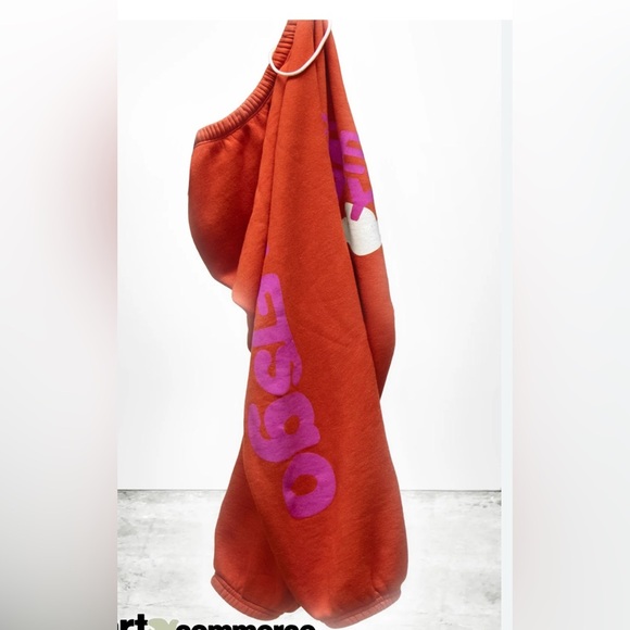 VTG CIRCA 99 Electric Orange Fluffy OG Lets Go Sweatpants ( Rare Sun Faded ) - Picture 3 of 8